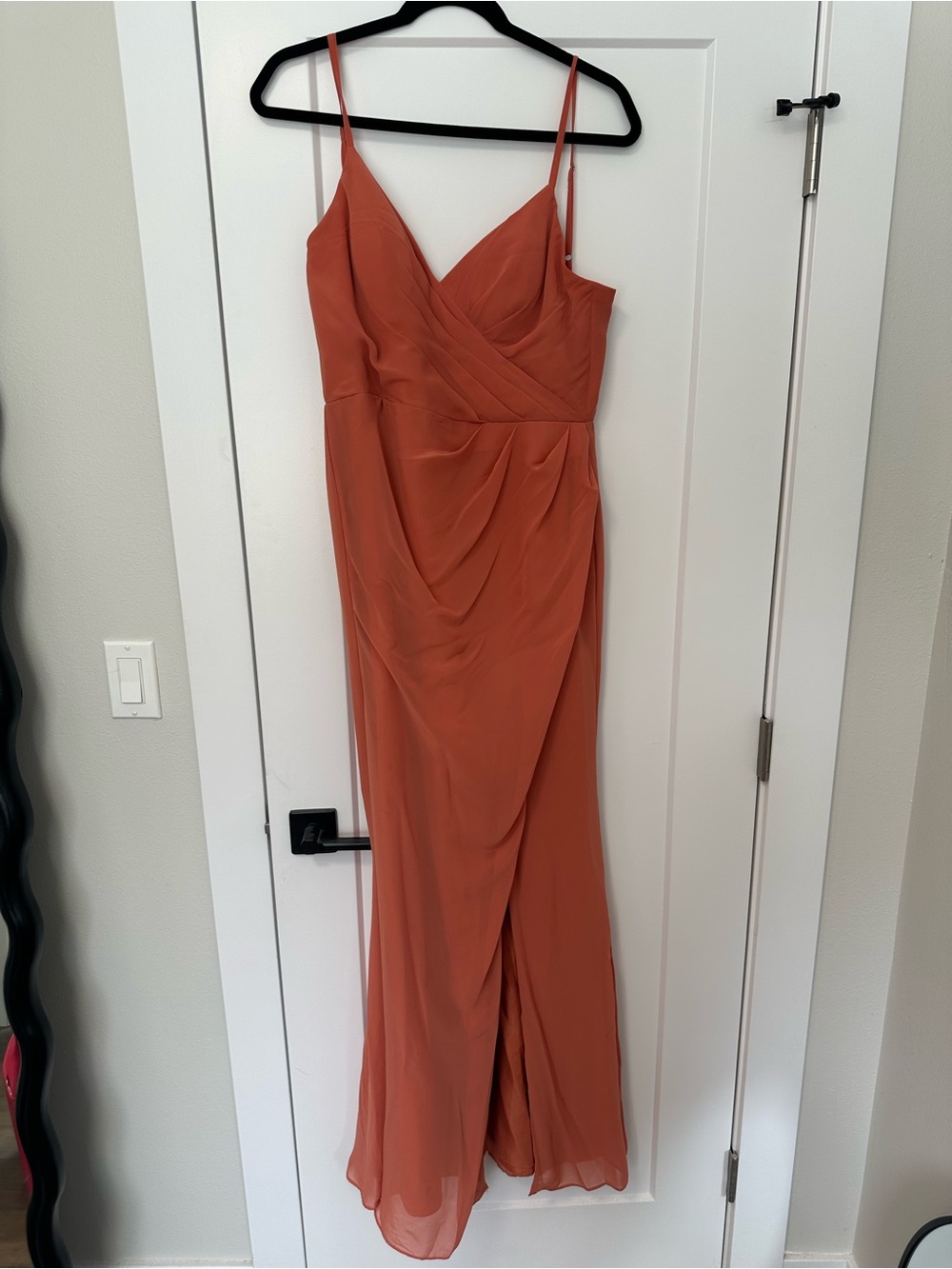Azazie Rust Orange Spaghetti Strap Maxi Dress